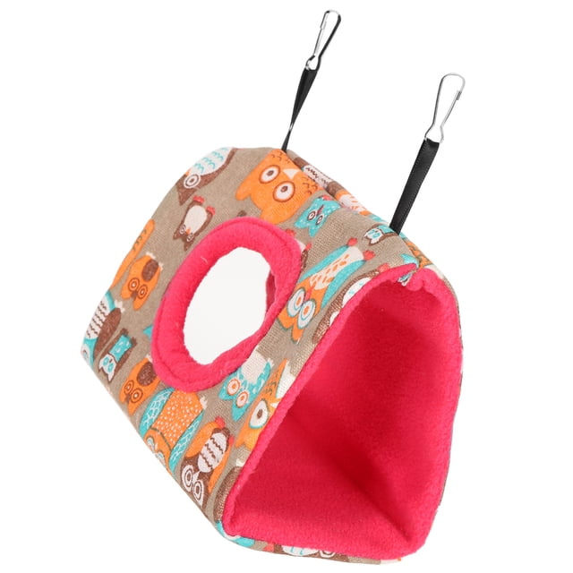 Peahefy Pet Supplies, Warm Triangular Soft Fabric Comfortable House Owl Pattern Hammock For Tree Branch