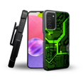 thumbnail image 1 of ANJ+ Rugged Shockproof Holster Case Card Slot Kickstand + Tempered Glass Cover for Samsung Galaxy A03s - Green Circuit, 1 of 5