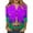 Green, variant on LNZGNM Mardi Gras Shirts for Women Mask Button Up Cozy T-Shirt Carnival Fashion 3/4 Sleeve Top Funny Loose Fit Outfit for Party, Purple, L
