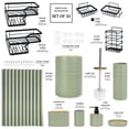 thumbnail image 2 of CERBIOR 32 Pcs Bamboo Bathroom Accessories Sets with Shower Curtain& Shower Caddy, Irregular Stripe Design Complete Set Bathroom Decor Vanity Countertop Accessory Set, Green, 2 of 8