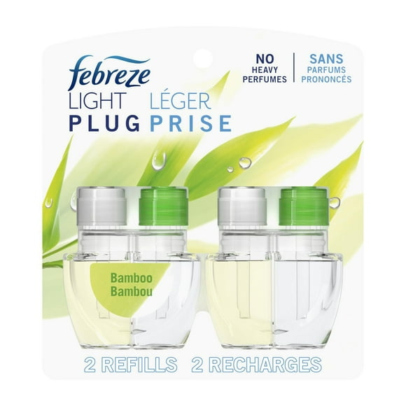 Febreze Plug In Air Freshener, Odor-Fighting Scented Oil Refill, Light Bamboo Scent, 2 Refills, 52ML