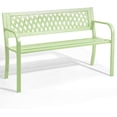thumbnail image 1 of ZYPPPA  Outdoor Bench, 47" Iron Steel Frame Garden Bench with Mesh Pattern and Plastic Backrest Armrests, Patio Bench for Garden Park Yard Front Porch Patio, Green, 1 of 17