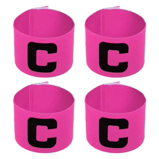 Banda de capitán de fútbol Uxcell 11.8x2.8", insignia de brazo protectora de nylon elástico, paquete de 4 en color rosa