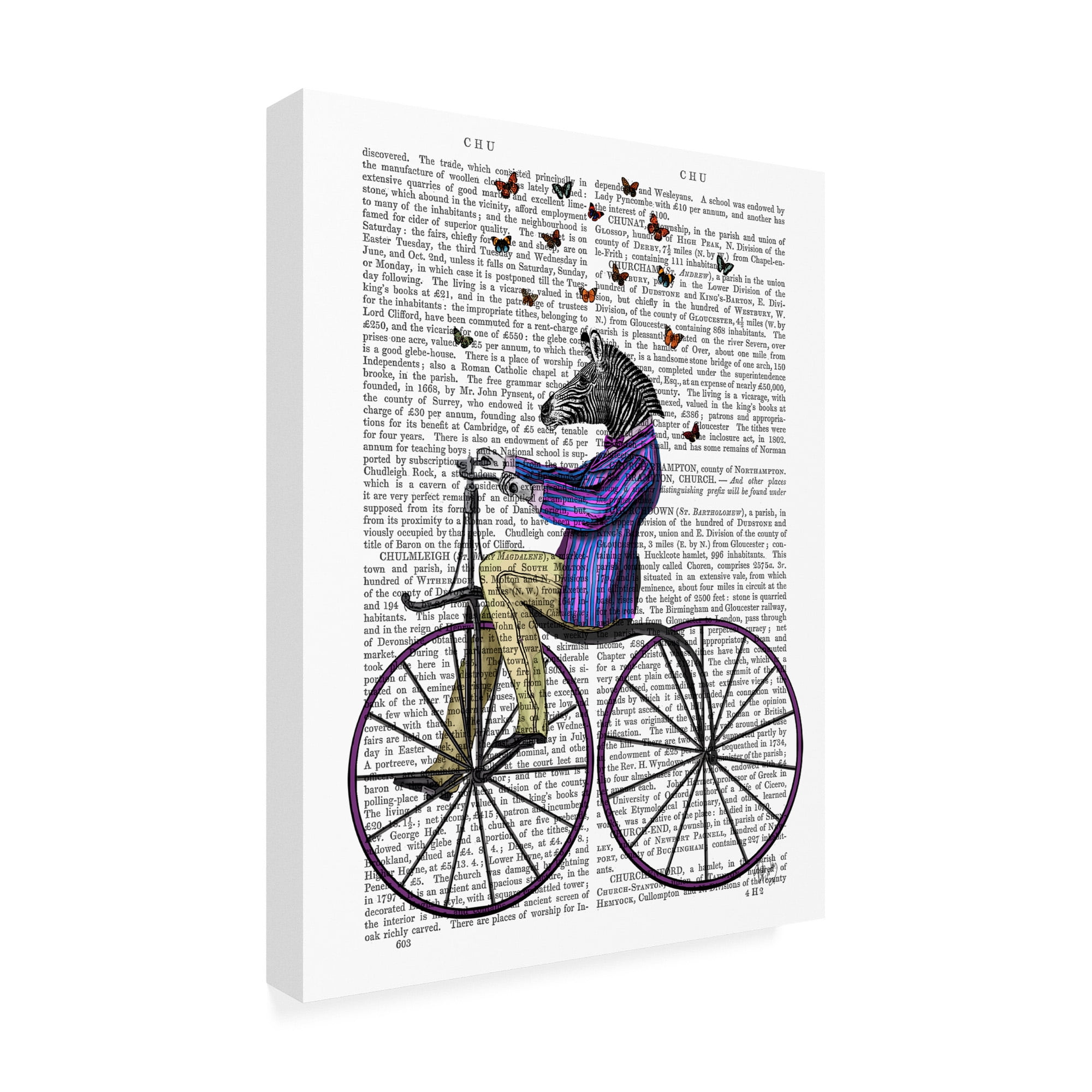 Trademark Fine Art 'Zebra On Bicycle' Canvas Art by Fab Funky