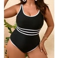 thumbnail image 5 of LOPECY-Sta One Piece Swimsuit for Plus Women Tummy Control Color Block Stripes Bathing Suit Full Coverage Swimwear Adjustable Straps One Piece Swimsuit, 5 of 9