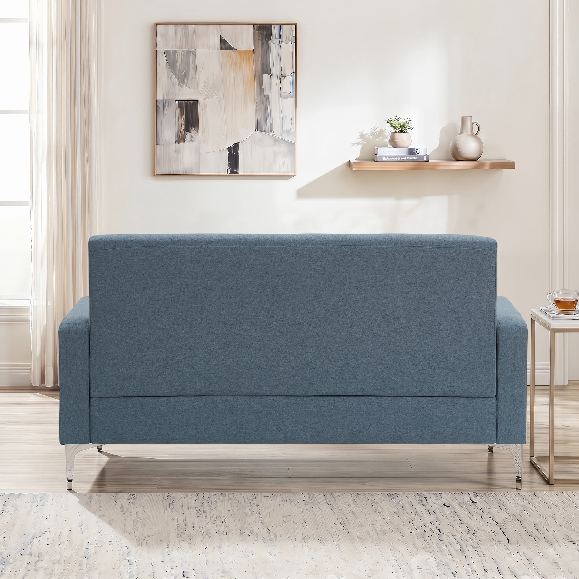 57 Inch Double Sofa with Storage, Practical Stylish Couch for Living Room Apartment Home Office, Gray