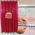 thumbnail image 2 of Shower Curtain Liner 3D Semi Transparent Heavy 8G Thick PEVA Waterproof Plastic Metal Grommets and Weighted Magnets 70 x 72 inches with Hooks Geometric Burgundy, 2 of 8