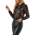 thumbnail image 4 of INSPIRE CHIC Women's  Sequin Stand Collar Long Sleeve Zipper Cropped Bomber Jacket L Colourful, 4 of 5