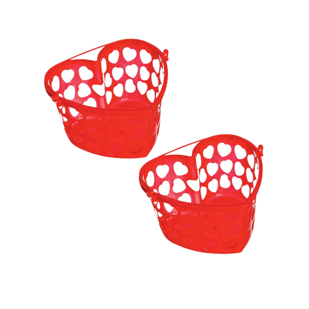 FSSTAM Heart Shaped Bucket with Handle, Plastic Red Buckets for Parties