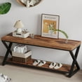 thumbnail image 1 of Wooden Bench Indoor  Wood Entry Way Bench with Shoe Storage Rack for Entryway  Industrial Entryway Bench Seat for Foyer Bedroom Living Room Entrance Organization  Rustic  Oak   Long, 1 of 4