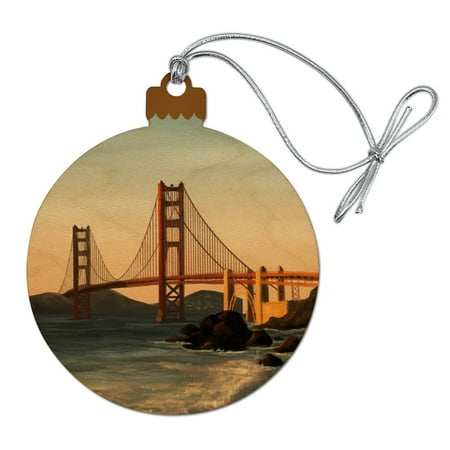 San Francisco Christmas Store Golden Gate Bridge San Francisco Wood Christmas Tree Holiday Ornament ()