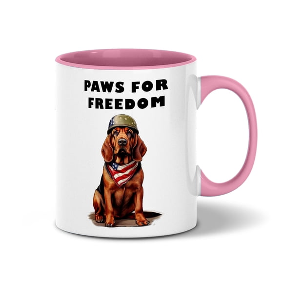 Freedom Paws Patriotic Bloodhound Vintage Memorial Day 11oz Accent Two-tone Mug Dog Lover Coffee Tea Cup - 12006