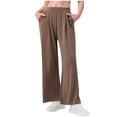 thumbnail image 2 of Xunlbb Women Wide Leg Pants, Casual Loose Solid Color Breathable Sports Exercise Pants Long Trousers For Women ,Coffee M, 2 of 7