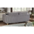 thumbnail image 3 of Modern Gray Fabric Upholstery Sofa 220×80×75cm with Wood Frame & Gold Accents, 3 of 5