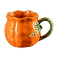 thumbnail image 2 of ALORINA Ceramic Pumpkin Shaped Coffee Mug with Green Leaf Handle, Fall Holiday Drinkware Cup for Tea, Latte, Hot Cocoa, Halloween Thanksgiving Gift for Home and Office, 2 of 7