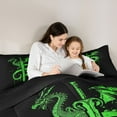 thumbnail image 4 of Feelyou Western Magic Animal Bedding Comforter Set 7 Pieces for Kids, Green Dragon Wildlife Full Bedding Set, Splatter Artwork Reversible Fitted Sheet Flat Sheet, Breathable Home Decor, 4 of 8