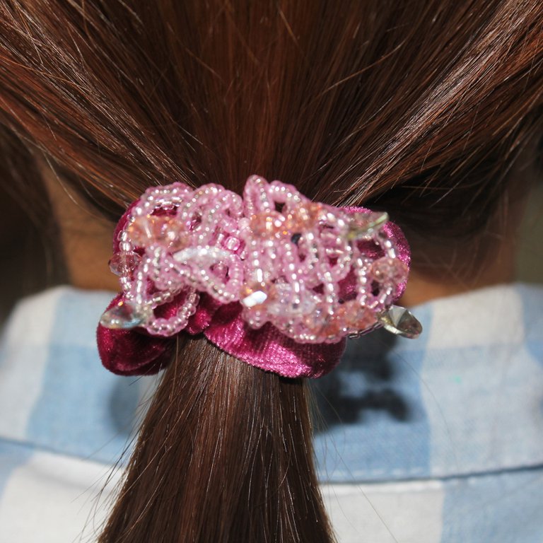 Ponytail Holders Elastic Band Holder Crystal Bead Scrunchie  display picture 1
