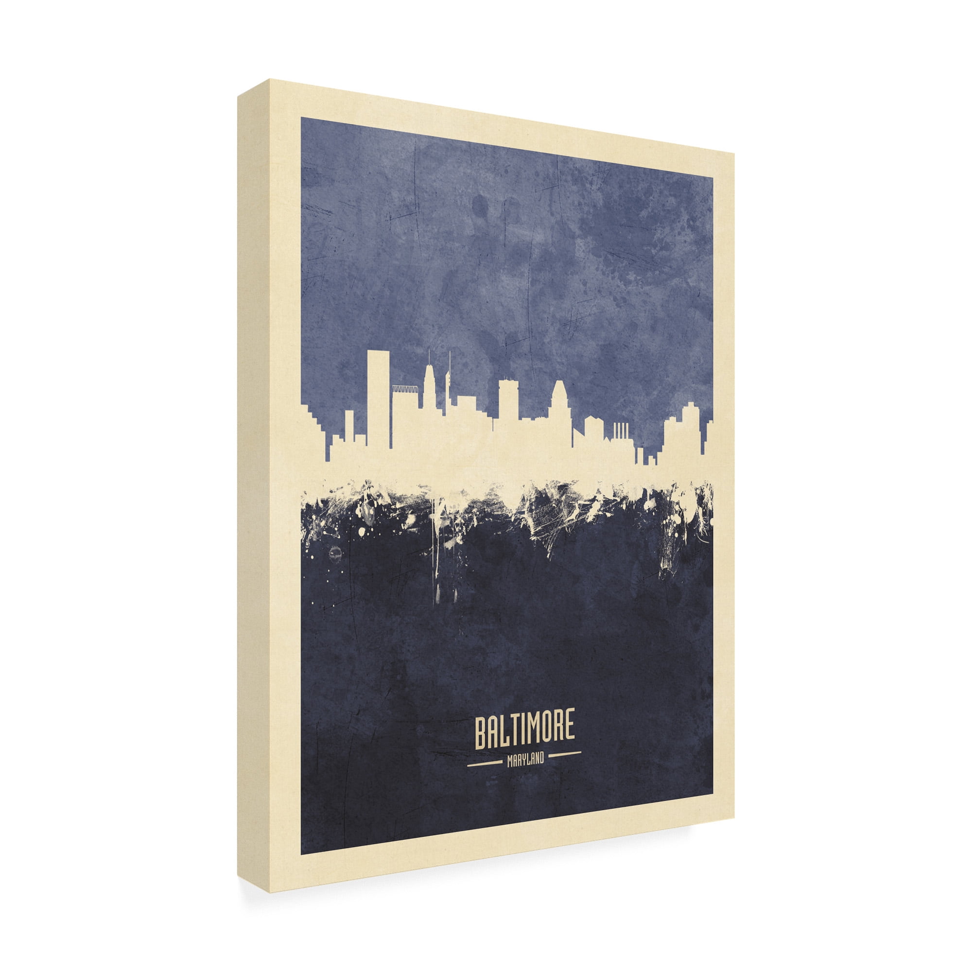 Trademark Fine Art 'Baltimore Maryland Skyline Navy' Canvas Art by Michael Tompsett