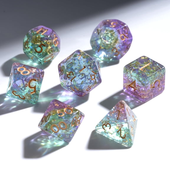 Soar Forge Resin Dnd Dice Set, 7 Piece Polyhedral, Prismatic Realm Glitter & Foil, for D&D and Dungeons and Dragons Rpg, Ages 15