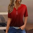 thumbnail image 2 of Gradient Shirts for Women 3/4 Length Sleeve Summer Tops Dressy Casual Notch Neck Blouses 2024 Tie Dye Printed Parade T Shirt, 2 of 5