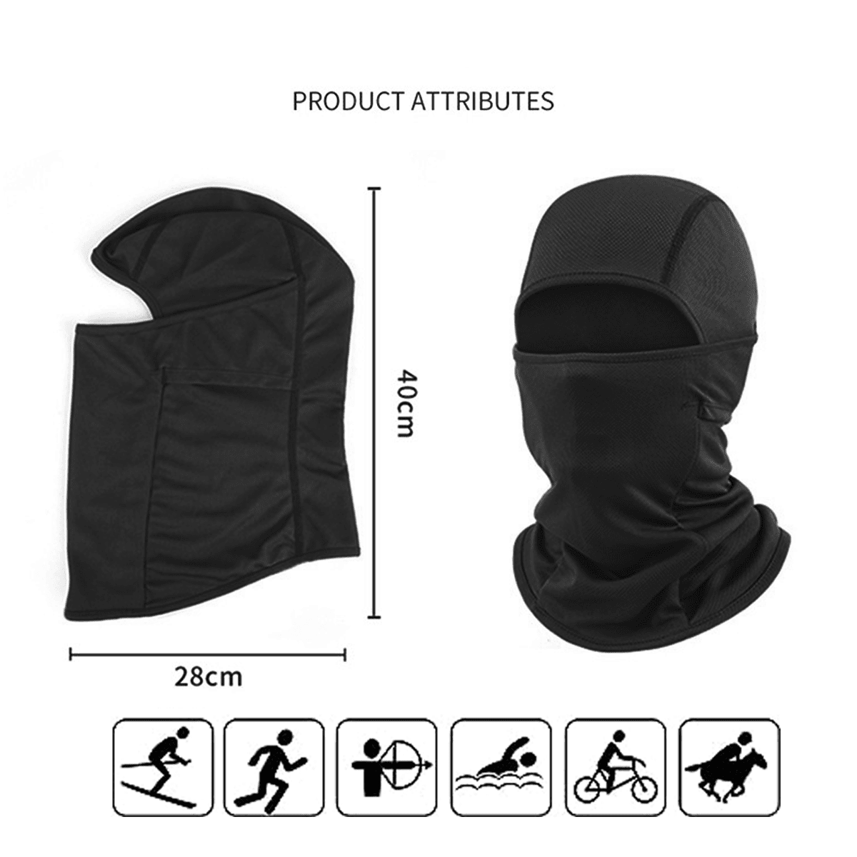 3 Pieces Ski Mask Balaclava Full Face Mask for Men Women Windproof Balaclava Sun Protection Breathable Face Cover,black