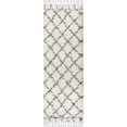 thumbnail image 3 of JONATHAN Y MERCER SHAG 2 x 8 Runner Rug, Mercer Plush Tassel Moroccan Geometric Trellis - Ivory/Gray, MCR101B-28, 3 of 8