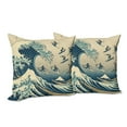 thumbnail image 3 of Ambesonne Ukiyo-e Wave Throw Pillow Cover Pack of 2, Flying Surfers Asian, 2 Pcs-26"x26", Navy Blue Ivory Seafoam, 3 of 5