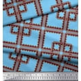 thumbnail image 3 of Soimoi Blue Cotton Duck Fabric Square Geometric Print Fabric by the Yard 42 Inch Wide, 3 of 3