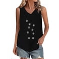 thumbnail image 2 of Fiudx Camisas de Mujer Camiseta con Botones y Cuello Redondo de Manga Corta con Estampado Pequeño Informal y de Lino para Mujer, 2 of 4
