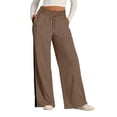 thumbnail image 3 of BODOAO Womens Wide Leg Sweatpants Casual Pants Comfy Lounge Joggers Baggy Sweatpants Pockets Palazzo Track Pant Loose Fit Trousers Elastic High Waisted Pants Pull On Track Flare Trouser Coffee Xl, 3 of 6