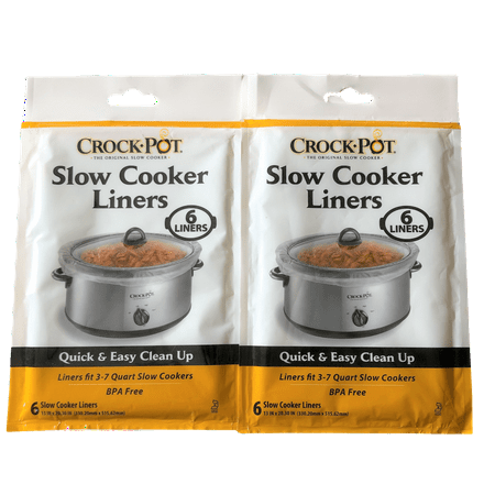 Crock-Pot Slow Cooker Liners Fits 3-7 Quart Home Cookers 6-Liners -2 Pack