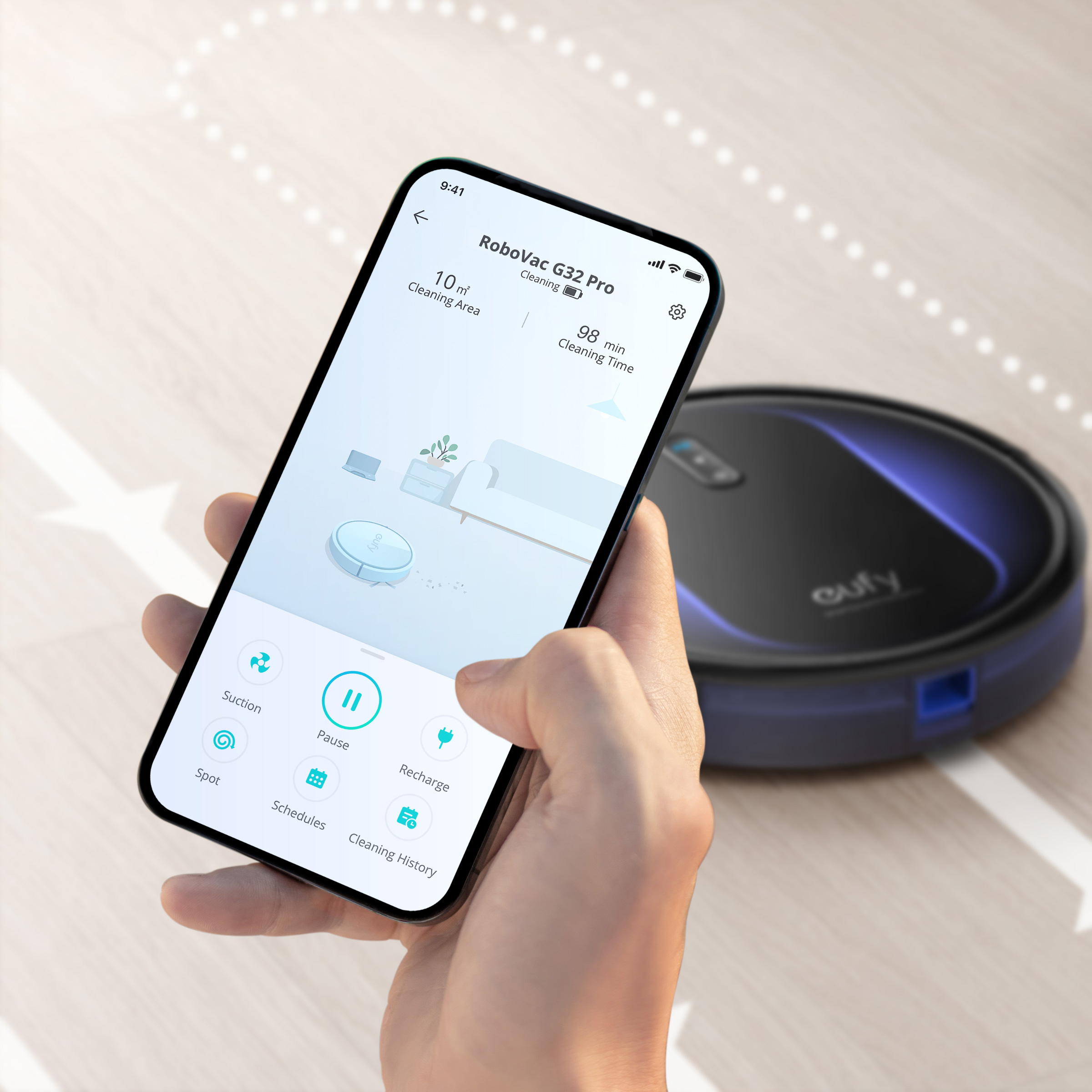 eufy Clean by Anker RoboVac G32 Pro Robot Vacuum with Home Mapping, 2000 Pa Strong Suction, Wi-Fi enabled, Ideal for Carpets, Hardwood Floors, and Pet Owners, Supports Only 2.4Ghz Wi-Fi - image 4 of 15