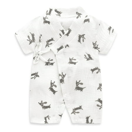 

Toddler Short Sleeves Pajamas Set with Lace-up Design Cute Print Breathable Comfortable to Wear for Summer