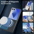 thumbnail image 5 of for Samsung Galaxy Z Flip 7 FE / Z Flip 6 Case, PU Leather + PC Frame + Fabric, Ultra Slim Lightweight Protective Phone Cover, MagSafe Compatible, Supports Magnetic Car Mount, Drop Protective, Blue, 5 of 9