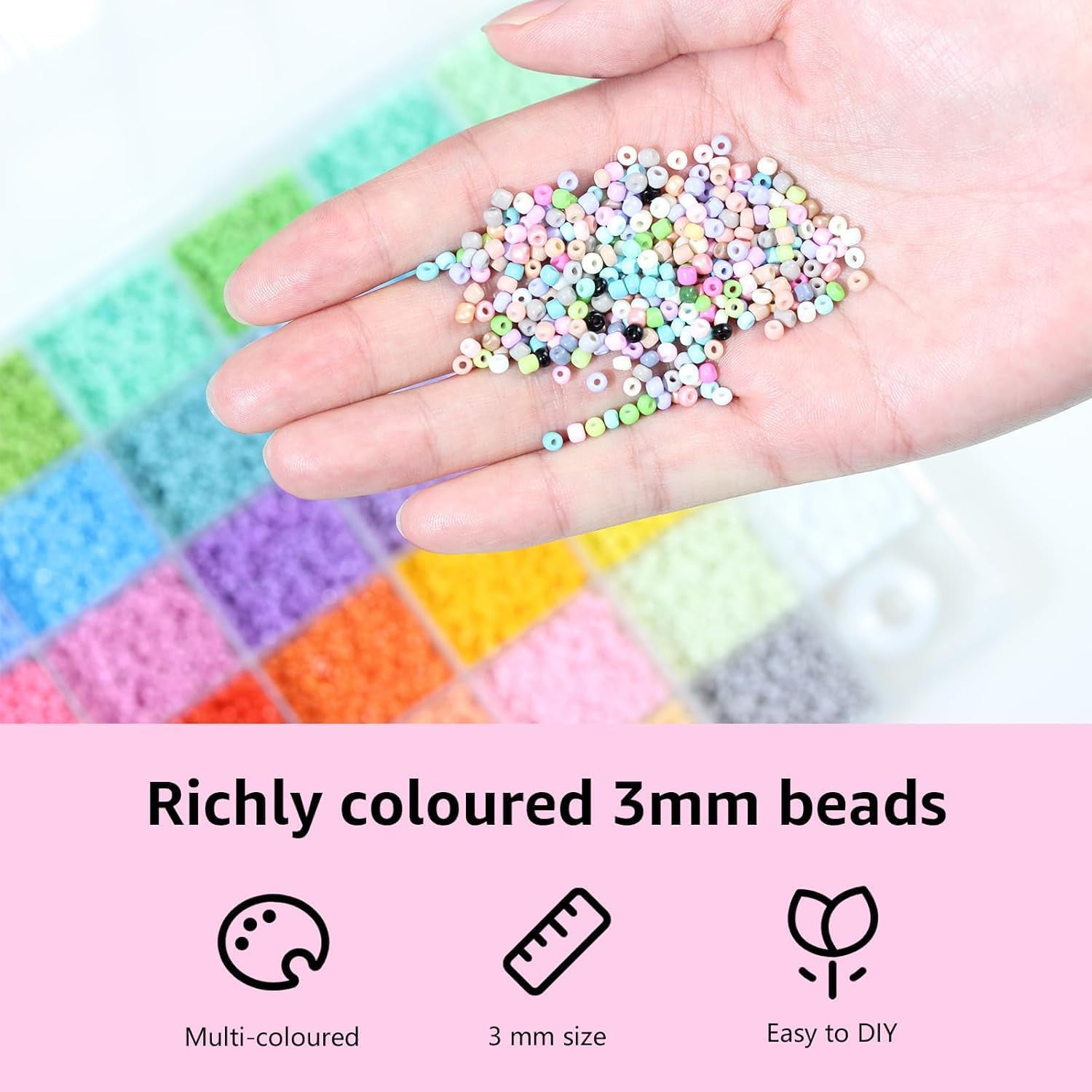 shiyou-41 Colors Pony Beads, 3mm Glass Seed Beads Bracelet
