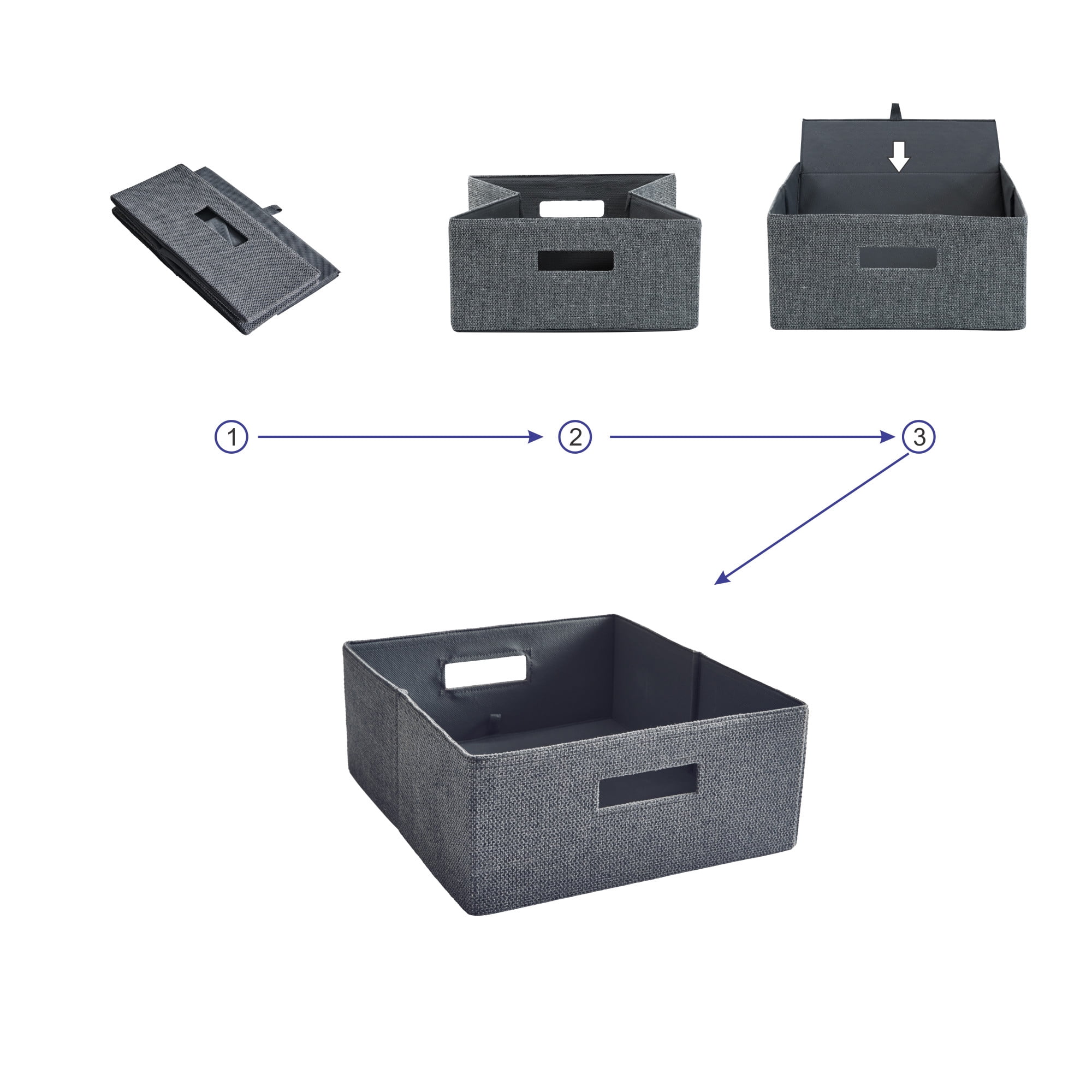 Better Homes & Gardens Half-Size Fabric Storage Bin, Gray Textured