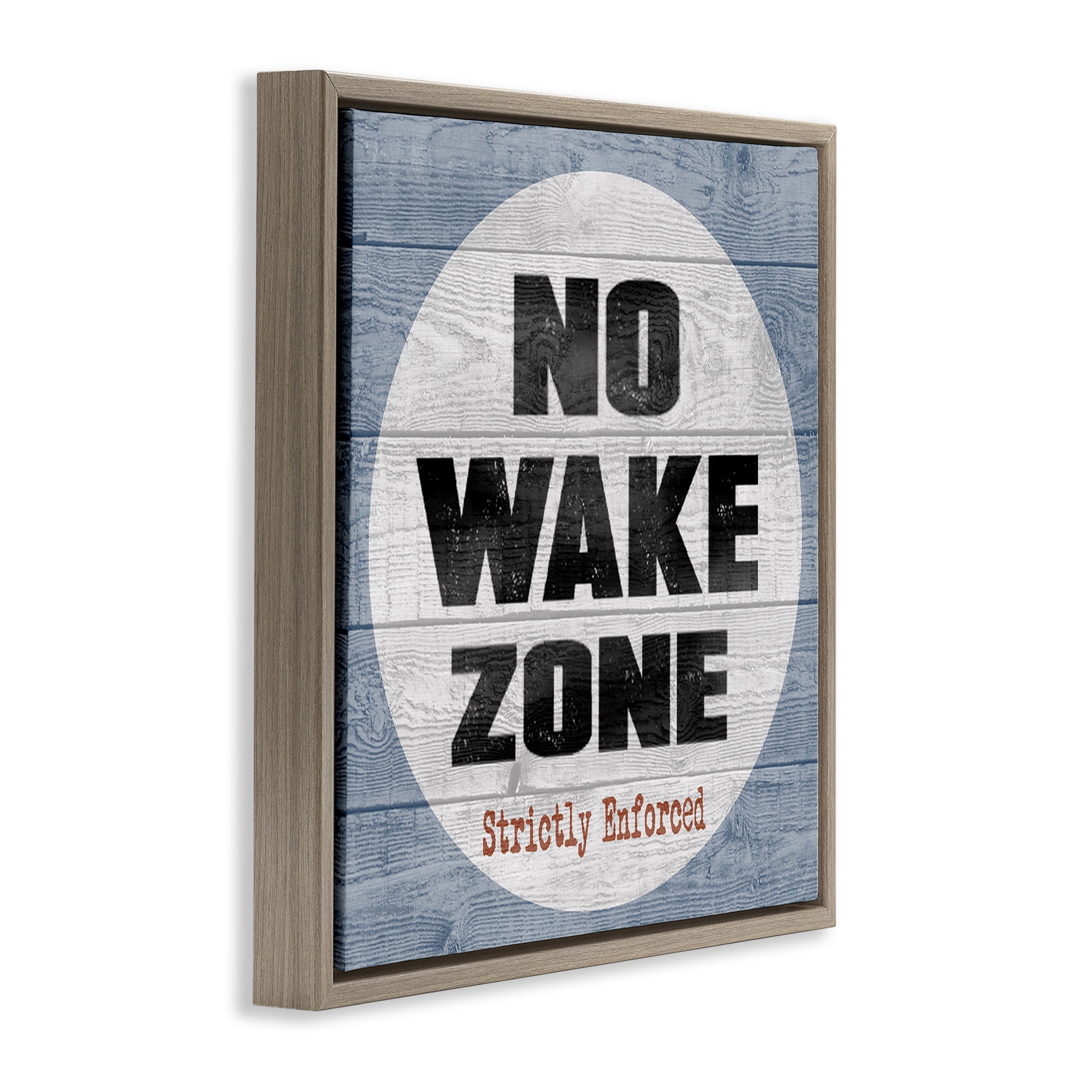 Stupell Industries No Wake Zone Beach Planks Nature Painting Brown Floater Framed Canvas Art Print Wall Art, 25 x 25