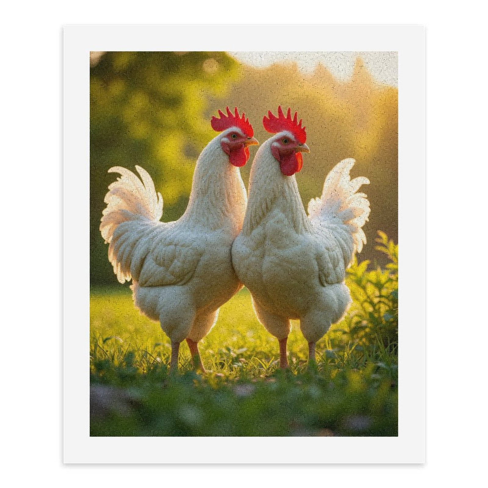 Paint By Numbers Kit for Adults Beginner - White Chickens In Sunlit Meadow DIY Canvas Painting Kits for Adults, Frameless Paint By Number for Adults for Home Wall Decor 16x20 Inch