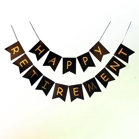 WRITWAA 1Set Black Retirement Bunting Banner with Photo Printing for Party Decoration