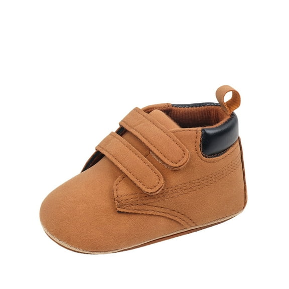 Otqutp Baby Boys Girls Shoes 0-12 Months Non-Slip Rubber Sole Sneakers Toddler First Walking Toddler Crib Shoes Flats Soft Bottom Rubber Sole Shoes(Brown,0-3 Months)