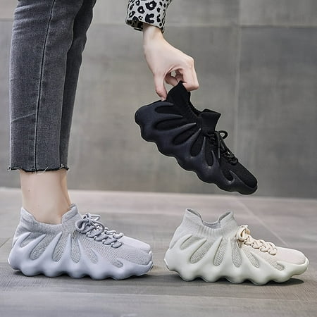 

Women s Classic Thermal Chunky Sneakers Knit Lace Up Low Top Running Shoes Women s Footwear