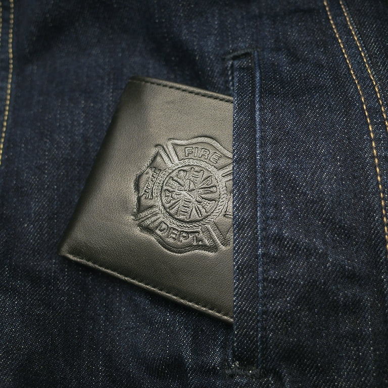 Black Fire Dept Maltese Cross Money Holder Mens Slim Leather Credit Card Wallet Black Fire Dept Maltese Cross Money Holder Mens Slim Leather Credit Card Wallet