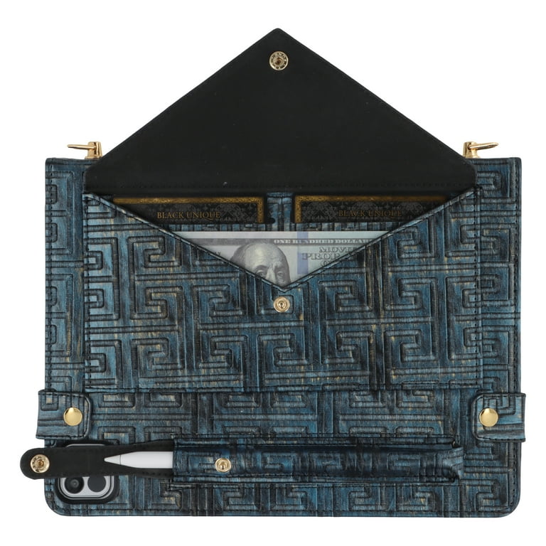 Dteck For IPad Pro 12.9 Case 6th/5th/4th/3rd Generation 2022/2021/2020/2018,Premium Leather Business Folio Stand Cover With Pencil Holder,Slim Handbag IPad Case With Document Slot Zipper Pocket,Purple