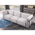 thumbnail image 2 of 120" Modular Sectional Sofa, Modern Iron Frame Chenille Comfy Couch with Thickened Seat Cushions, Upholstered 3 Seater Couch for Living Room, Easy Assembly, Light Gray, 2 of 9