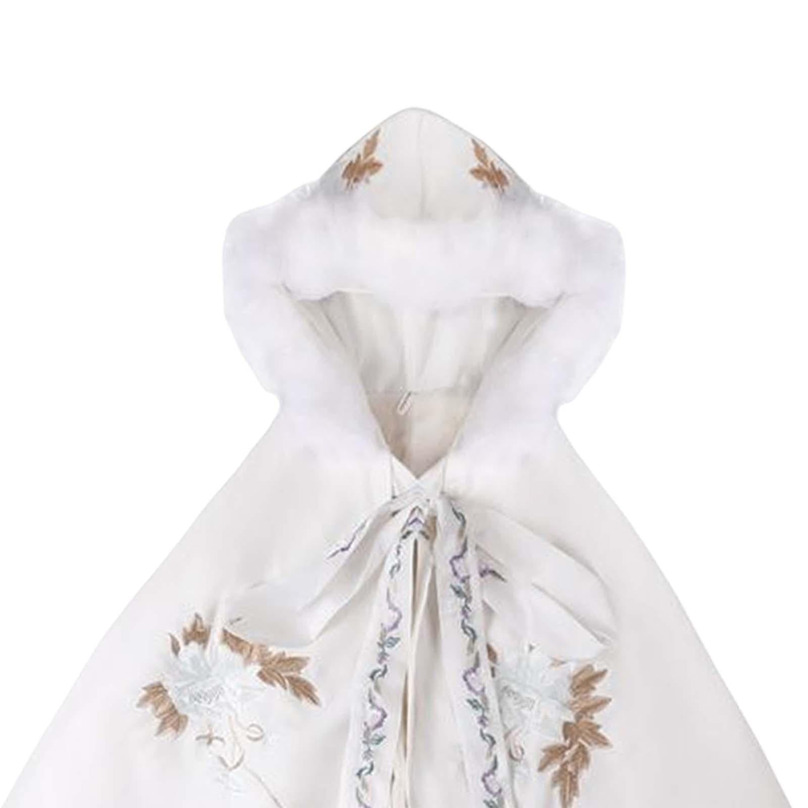 Yinanstore Autumn Women Cape Chinese Hanfu Cloak Thickened Hooded