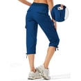 thumbnail image 3 of Women's Cargo Capris Hiking Pants Lightweight Quick Dry Outdoor Athletic Travel Casual Loose Comfy Cute Pockets Haze Blue XL, 3 of 7