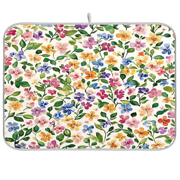 Dish Drying Mat Kitchen Pad Large Counter Absorbent Dish Mats Drainer Watercolor Floral