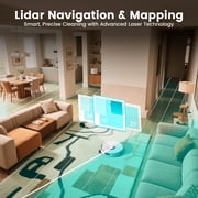 AIRROBO L60+ Self-Empty Robot Vacuum and Mop Cleaner with Ultrasonic Carpet Detection,12,000Pa Suction,Laser Obstacle Avoidance,300min Long Runtime