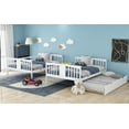 thumbnail image 4 of Tensun Full Over Full Wood Bunk Bed: Trundle, Solid Pinewood Bedframe with Safety Guardrails and Ladders - Convertible for Boys, Girls, Adults Bedroom - No Box Spring Needed, Grey, 4 of 5