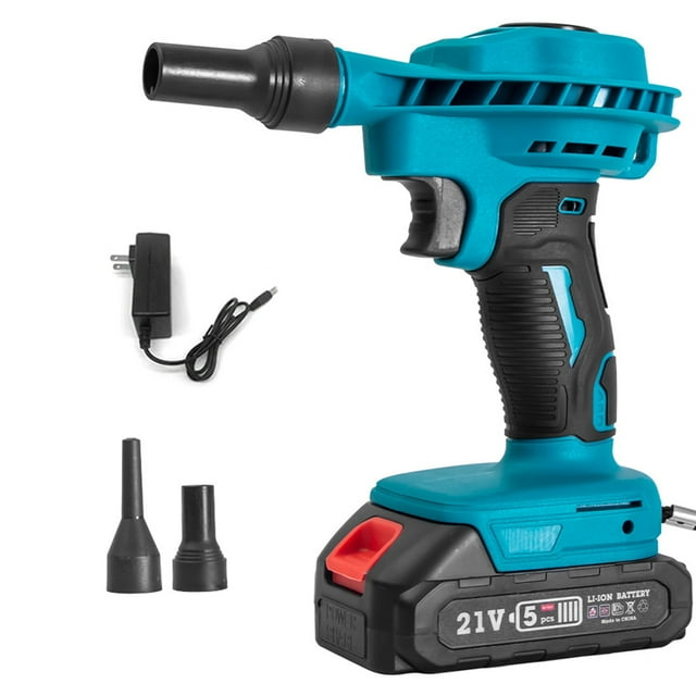 21V Lithium Small Blower Home Dust Blower High-Power Brushed Motor Electric Blower Strong Wind Air Blower Dust Removal Fan Handheld Home Courtyard Snow Cleaner Power Tool